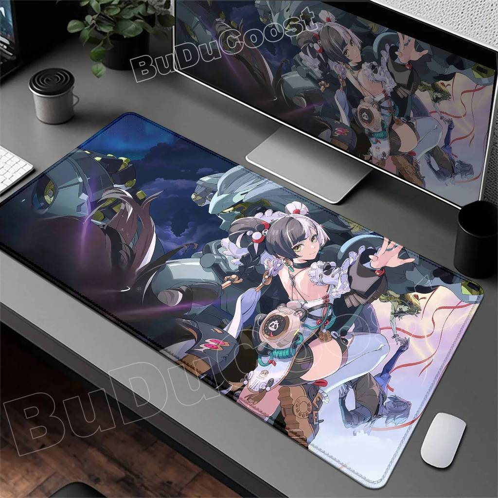 Zzz อะนิเมะนารูโตะ Dialyn Mousepad Zenless Zone Zero แผ่นรองเมาส์แล็ปท็อปเล่นเกมลื่นโต๊ะขนาดใหญ่ยางล็อคขอบแป้นพิมพ์ Mats