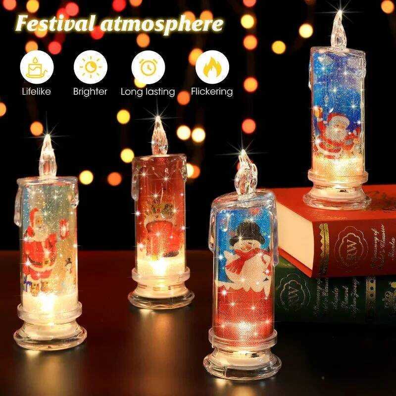C 2Pcs Christmas Flameless Candles LED Clearance Pillar Candles Battery Operated Candle Flickering