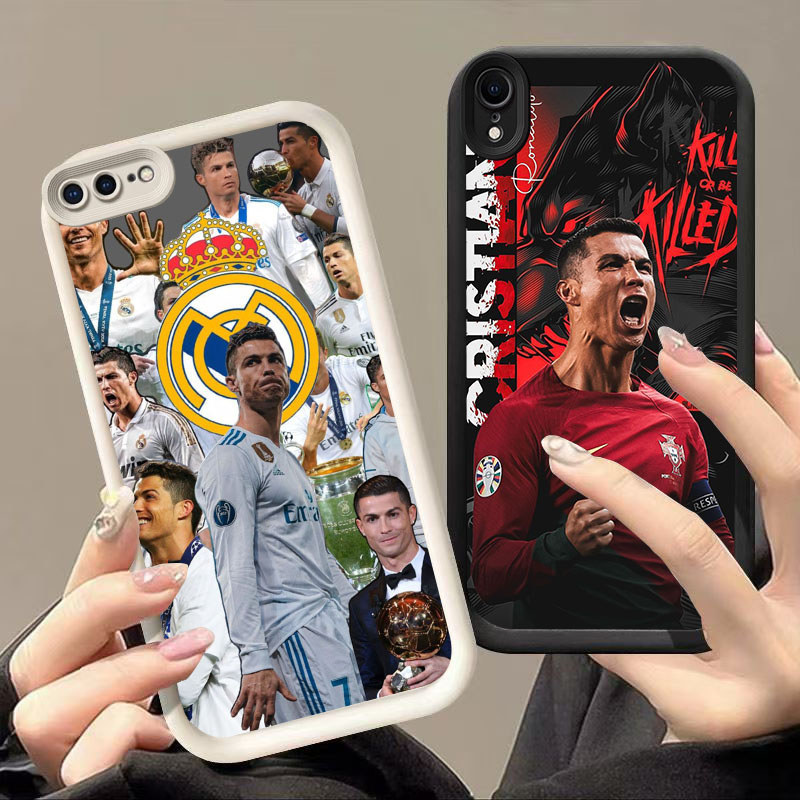 HK-57 FC Ronaldo เคสกันกระแทกสําหรับซิลิโคนสีดําและสีขาว iPhone 8 X XR 7 XS 6 Max Plus