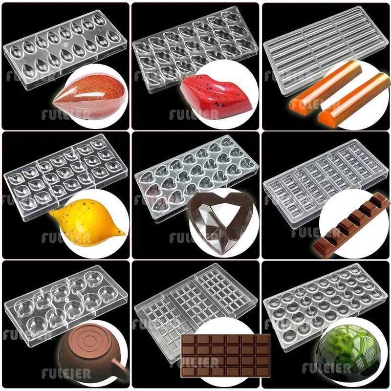 C Belgian Polycarbonate Chocolate Molds Baking Cake Sweets Candy Bar Mould Bonbon Confectionery Too