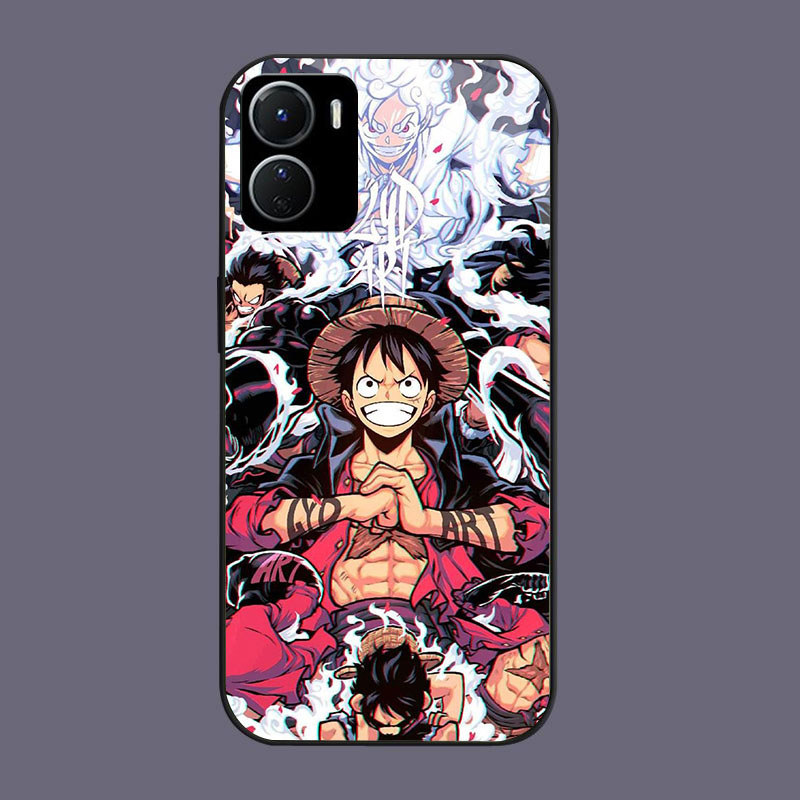 DJ-36 One Piece Luffy Casing GLASS soft frame สีดํา VIVO iQOO Y16 Z9X Y17S Y15S Y15A Y56 Y36i Y01 Y3