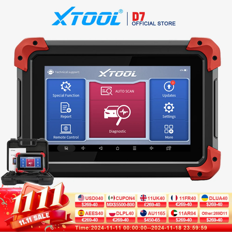 XTOOL D7 All System Car Diagnostic Tools Bidirectional Scanner ECU Coding Automotive Scanner 38+ Se
