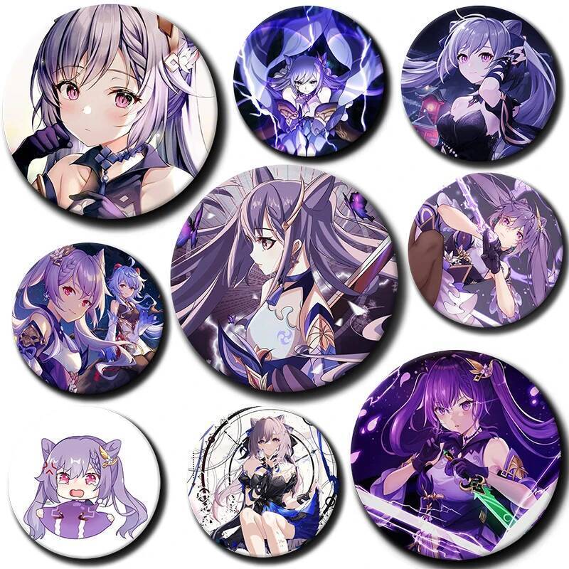 58 มม.การ์ตูนตัวอักษร Keqing ปุ่มนุ่ม Pin Tinplate Badge Keqing เข็มกลัด Creative Badge สําหรับกระเป