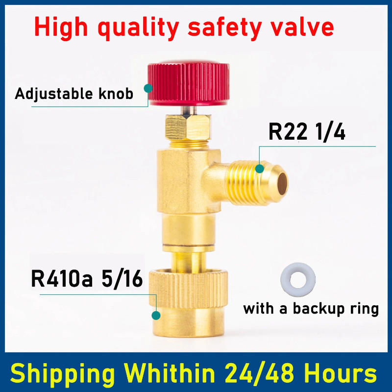 Liquid Safety Valve R410A R22 Air Conditioning Refrigerant 5/16 1/4 Inches Safety Adapter Refrigera