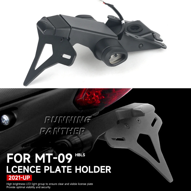 For YAMAHA MT-09 2021 2024 Motorcycle License Plate Holder LED Light black Tail Tidy Rear Fender El