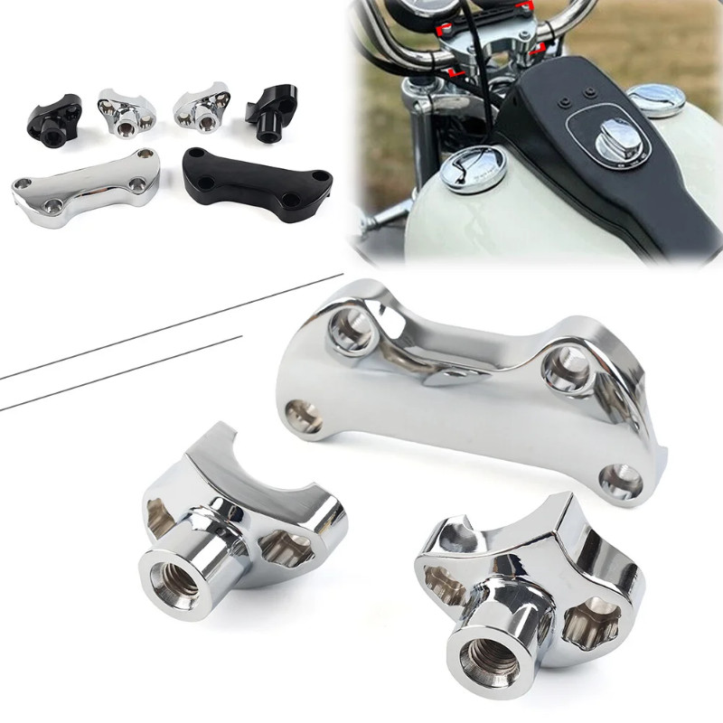 Aluminum Motorcycle 1.7" Handlebar Risers Top Clamp For Harley Davidson Dyna Softail Street Bob Spo