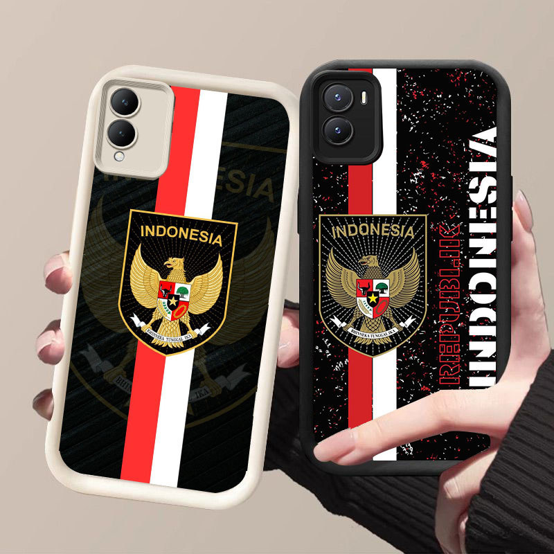 HK-59 อินโดนีเซียโลโก้กันกระแทกสําหรับซิลิโคนสีดําและสีขาว VIVO IQOO Z9X Y56 Y17S Y16 Z10 Y35 Z9 Y02