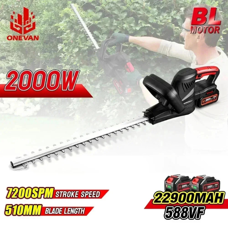 2000W Brushless Electric Hedge Trimmer Cordless Household Trimmer Rechargeable Grass Trimmer Garden