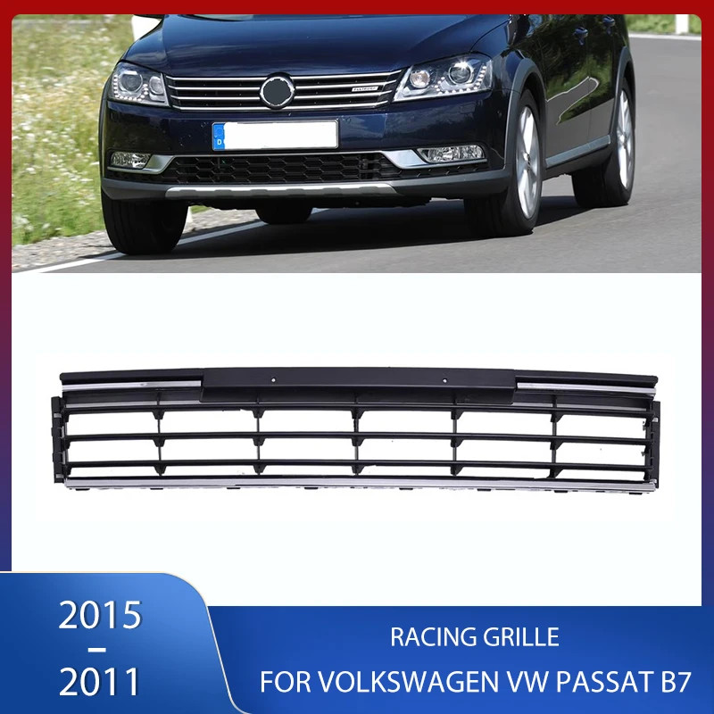 Front Bumper Grille Racing Grill With Chrome Bright Strips Frame For Volkswagen VW Passat B7 2011 2