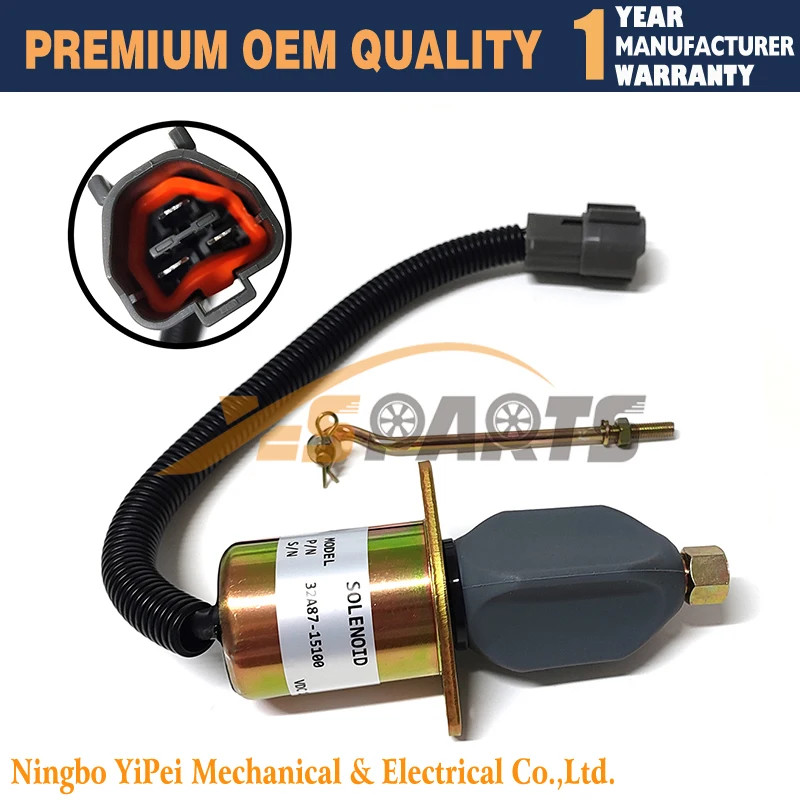 12V 32A87-15100 Stop Solenoid Valve for Mitsubishi S4Q S4S Volvo Terex Schaeff Cummins 32A8715100