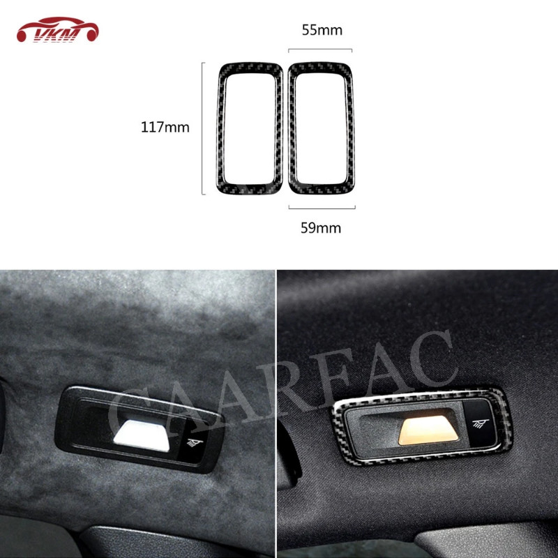 Carbon Fiber Interior Back Seat Roof Lamp Light Trim Frame Cover Sticker for Porsche Macan 2015-201