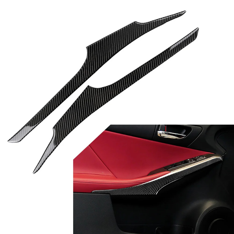 2Pcs Carbon Fiber Car Interior Door Armrest Panel Decorative Trim For Lexus IS250 IS300 IS350 2014