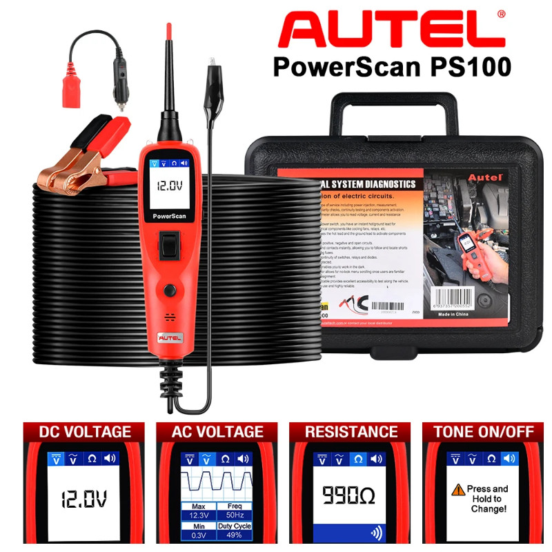 Autel PowerScan PS100 Car Electrical Circuit Tester Four Work Mode 12V/24V Automotive System Diagno