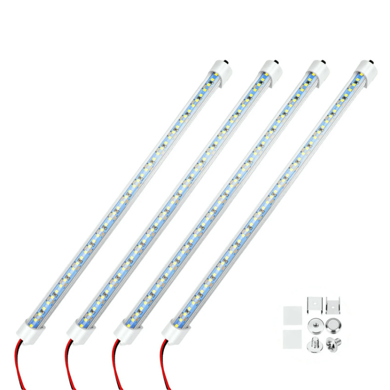 12V Interior LED Light Bar 48 LEDs Strip Lights with Switch and Magnets 6500K White Light for Car V