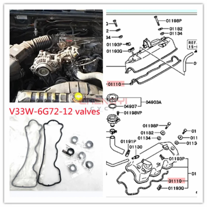 6G72-12 valves Valve Chamber Gasket Suitable Oil-resistant Rubber Sealing Ring Spark Plug Seal For