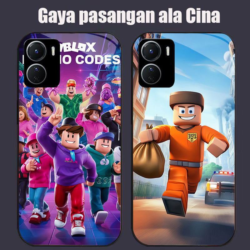 DJ-40 ROblox Casing GLASS soft frame สีดํา VIVO iQOO Y16 Z9X Y17S Y15S Y15A Y56 Y36i Y01 Y36 U5X Y27