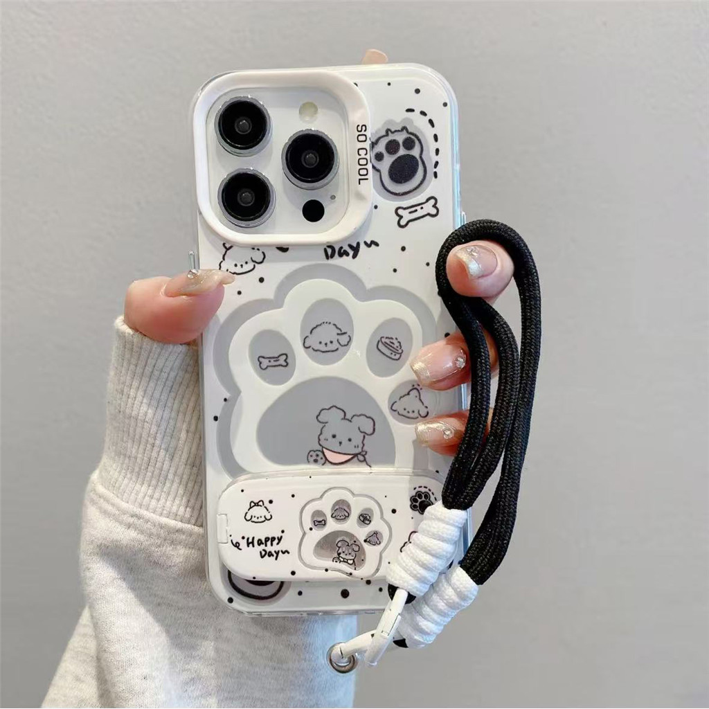 น่ารัก cats paw สําหรับ Samsung Galaxy S26 S24 S25 Ultra S23 S22 S20 Plus S21 FE หรูหราพับกระจก bracke สร้อยข้อมือ IMD นุ่มฝาครอบโทรศัพท์