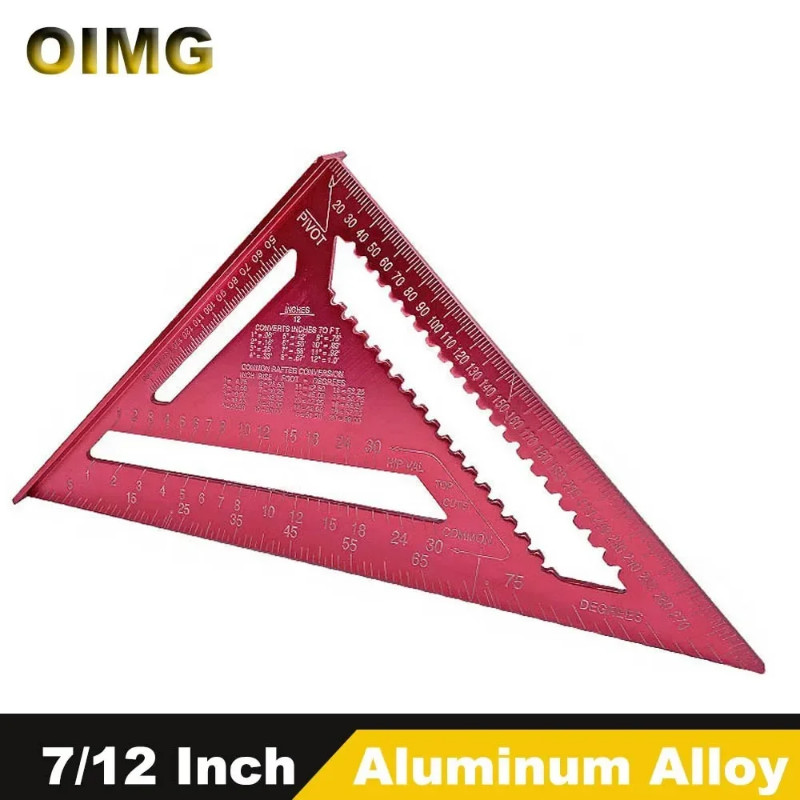7/12 Inch Aluminum Alloy Carpenters Square Metric Triangle Ruler Woodworking Metal Square Ruler Ang