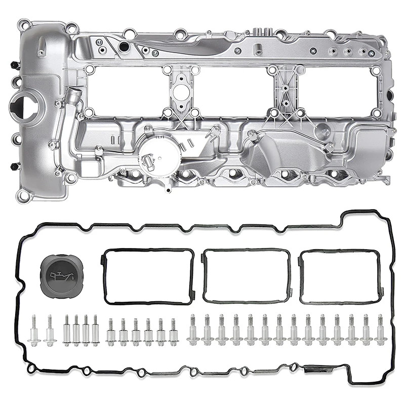 11127570292 Engine Aluminum Engine Valve Cover w/ Gasket & Cap For BMW N55 3.0L 135i 335i 535i 640i