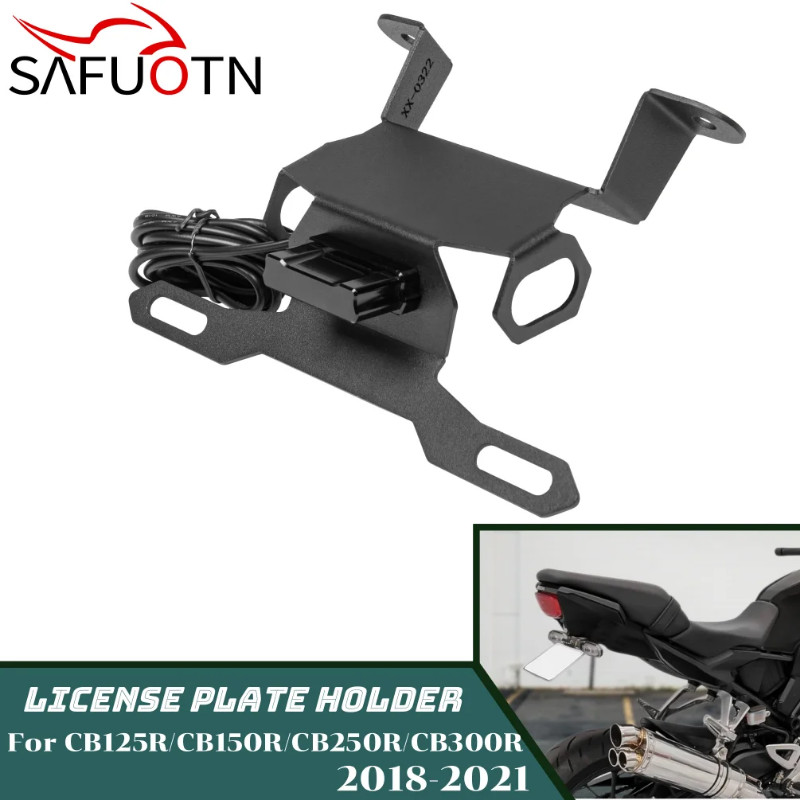 Motorcycle License Plate Holder Bracket Kit for Honda CB125R CB150R CB250R CB300R 2018-2021 Tail Ti