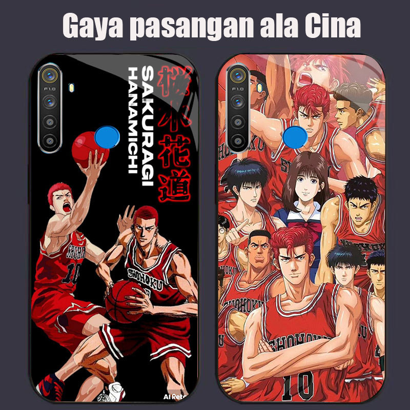 DK-82 อะนิเมะ Slam Dunk ปลอก GLASS กรอบนุ่มสีดํา OPPO Realme Narzo Reno F27 20 C65 3 5i 5 20A 7 3i 1