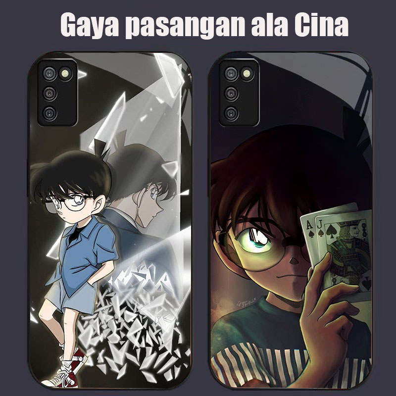 DK-60 Detective Conan Casing GLASS soft frame สีดํา Samsung A02S M02S A03S 164mm A51 166mm A71