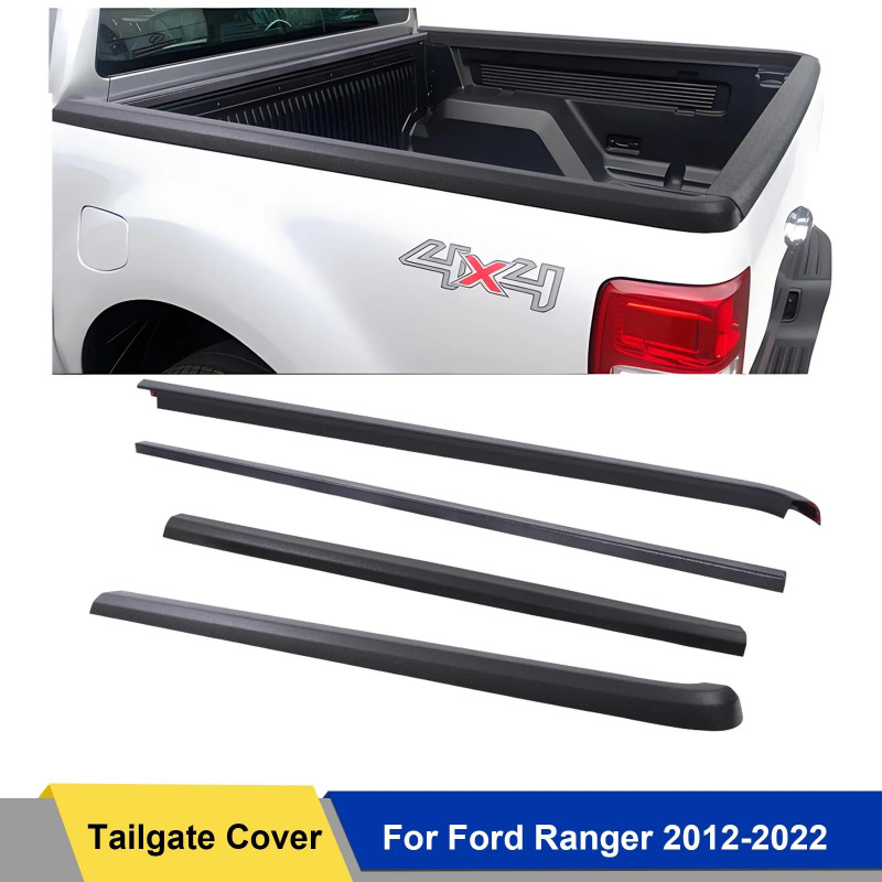 4PCS Bed Rail Cap Taligate Rail Guard Cap Protector Cover For Ford Ranger T6 T7 T8 2012-2022 PX PX2