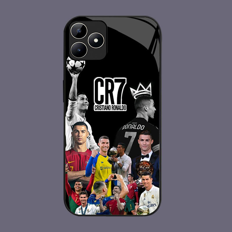 DK-57 CR7 FC Casing GLASS soft frame สีดํา OPPO Realme Narzo C31 50A C53 6 C35 A40 A3i GT N53 A3X Pr