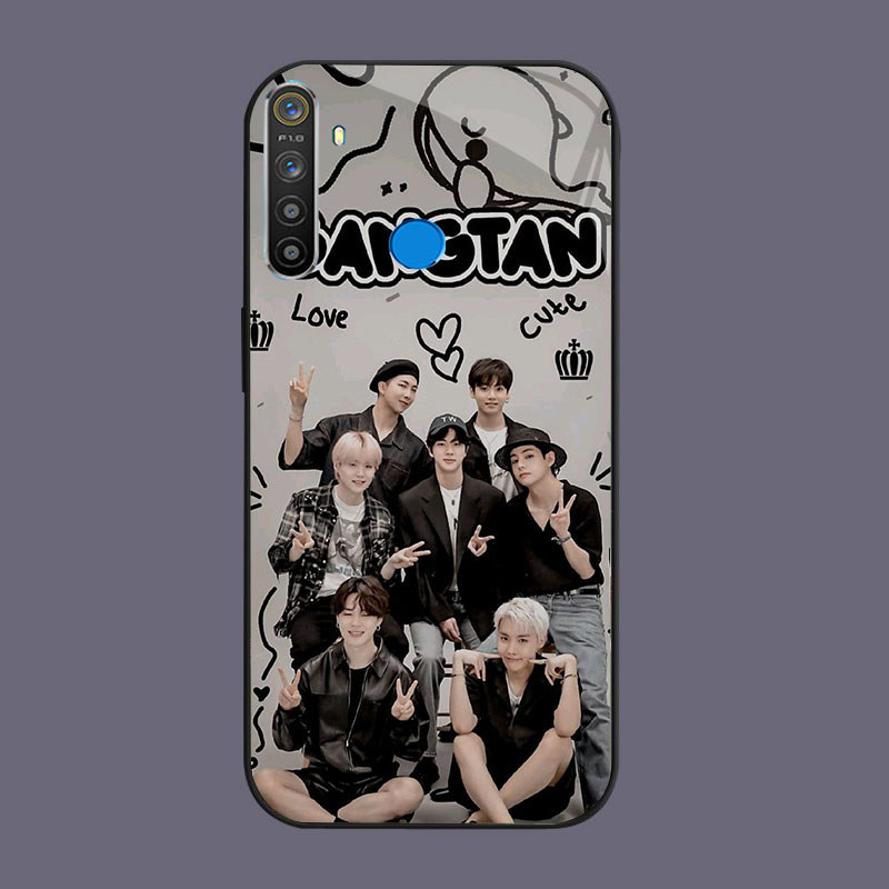 DK-69 เพลงเกาหลี BOYS Casing GLASS soft frame สีดํา OPPO Realme Narzo Reno F27 20 C65 3 5i 5 20A 7 3