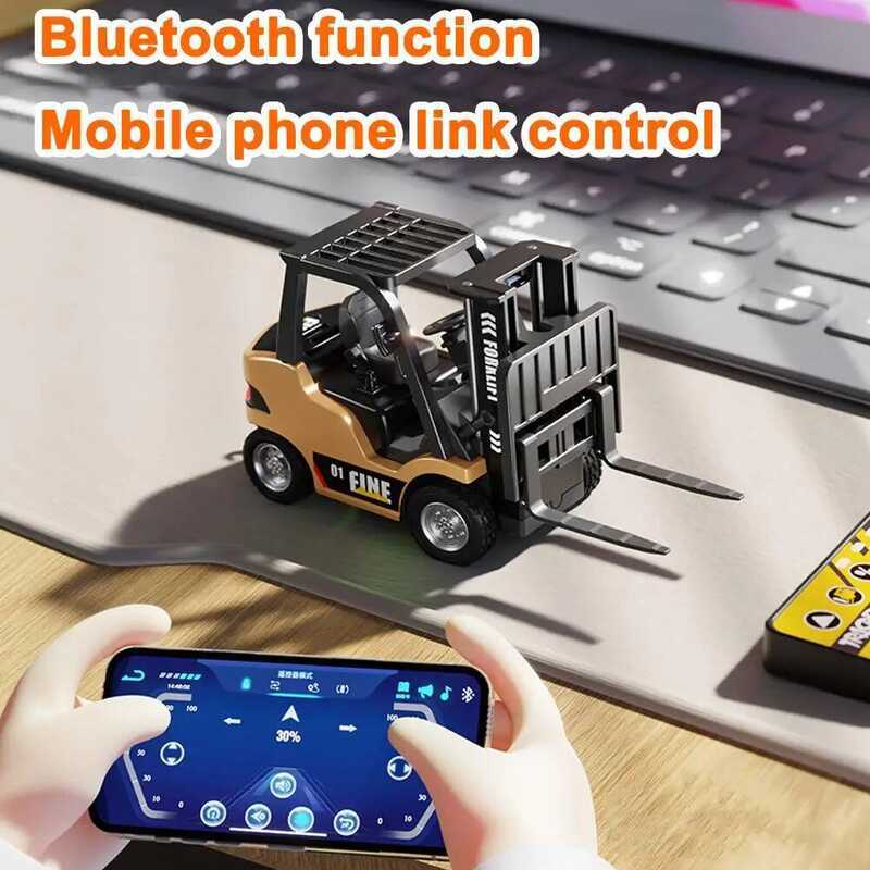 C APP Controlled RC Forklift Truck 1:64 Alloy Simulation Engineering Vehicle, Bluetooth Mini Remote
