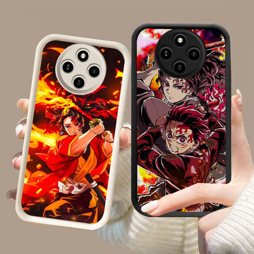 DJ-51 XDemon Slayer Kimetsuไม่มีYaibaปลอกซิลิโคนสีดําและสีขาวสําหรับXiaomi Redmi Poco 14C C61 12 X3 
