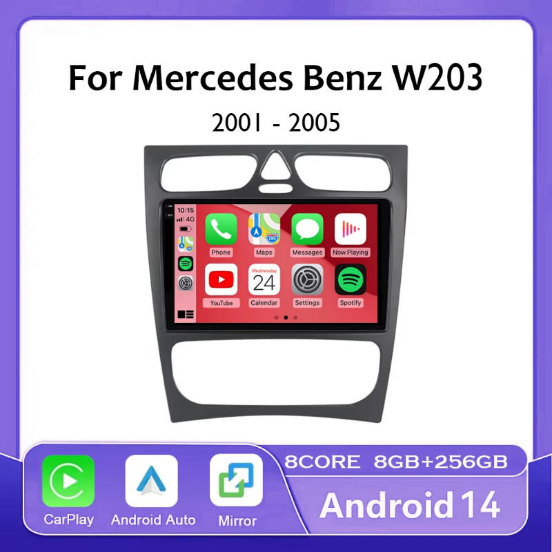 Android 14 Radio For Mercedes Benz C Class CLK W203 W209 2000 - 2005 Car stereo Multimedia Player C