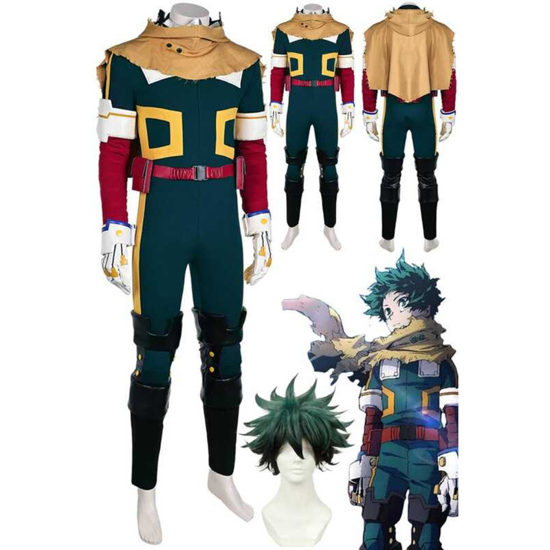 C Midoriya Izuku Cosplay Costume Hero Anime Academia Season 7 Outfits Men Roleplay Cloak Wig Clothe