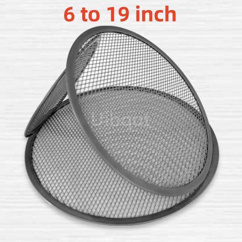 C Black Round Non Stick Pizza Net Screen Pan Baking Tray Metal Net Aluminum Net Bakeware Kitchen To