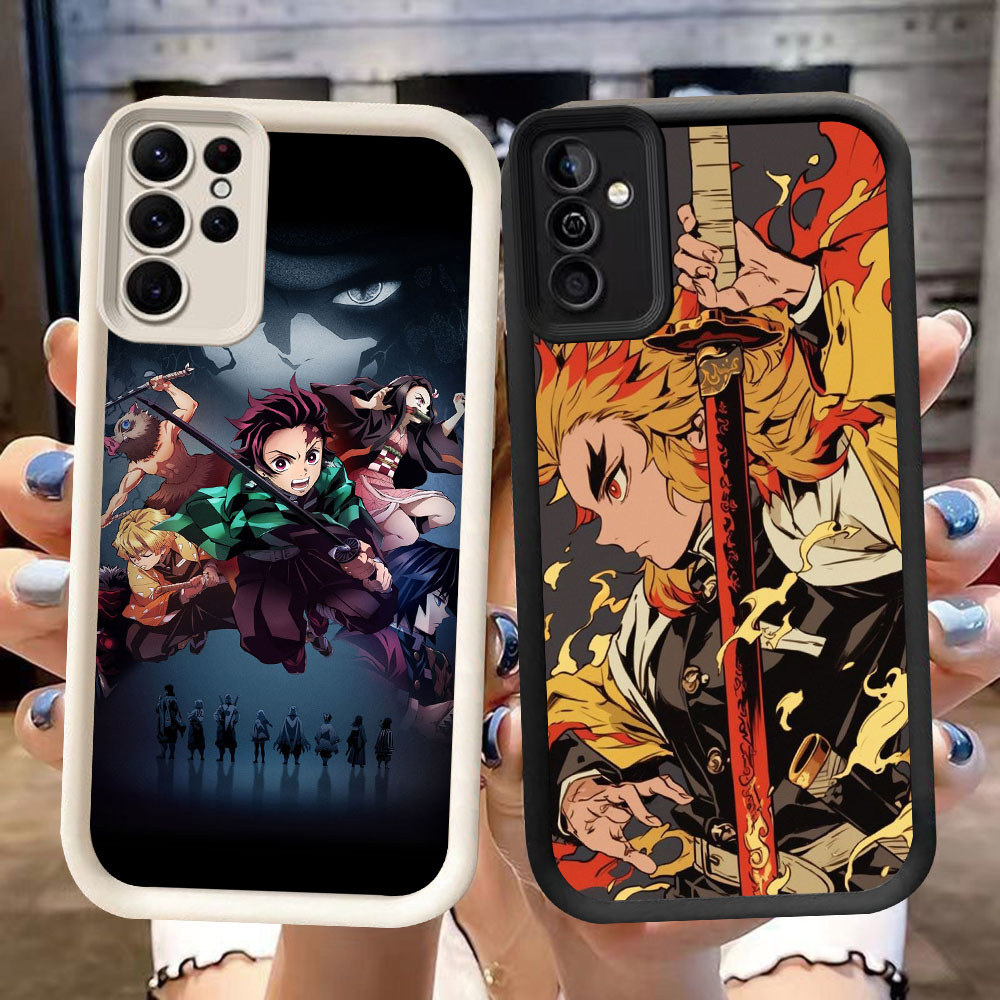 DK-59 Demon Slayer X ปลอกซิลิโคนสีดําและสีขาวสําหรับ Samsung S21 S25 A26 M15 FE A54 S24 A55 Ultra 5G