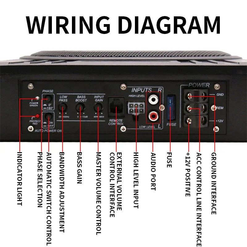8/10 Inch Car Audio 12V600W High-power Aluminum Alloy Subwoofer Car Speaker Under Seat Woofer Modif