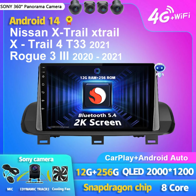 Android 14 Carplay Auto 2K Screen Car Radio Multimedia Player For Nissan X-Trail T33 2021 Rogue 3 I