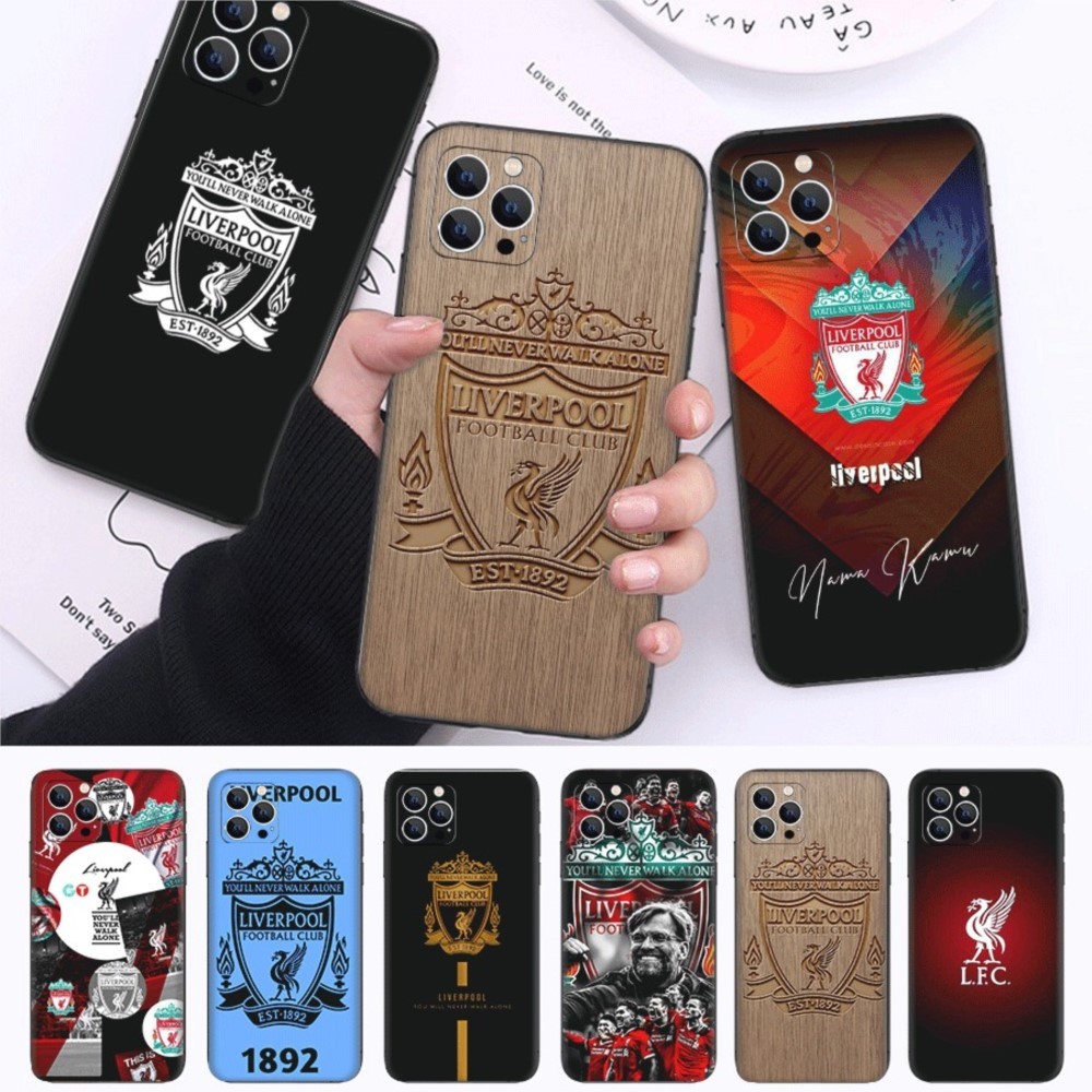 P9 Liverpool Football Club สําหรับ iPhone XS Max 11 12 13 Pro Max Mini ความเข้ากันได้ TPU Spot Black