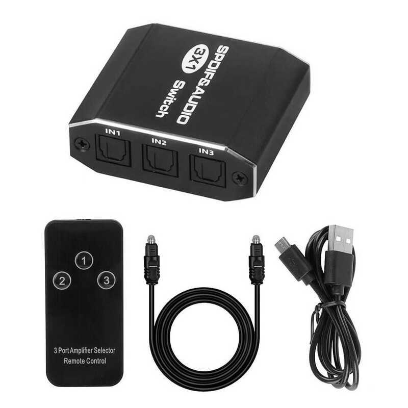 สวิตช์แยกเสียงออปติคอลดิจิตอล 3x1 พร้อมการควบคุม IR รองรับ DTS AC3