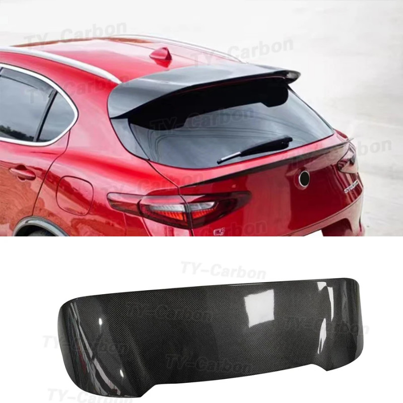 For Alfa Romeo Stelvio Rear Roof Spoiler Carbon Fiber Rear Windshield Wings Trim Cover Sticker Car
