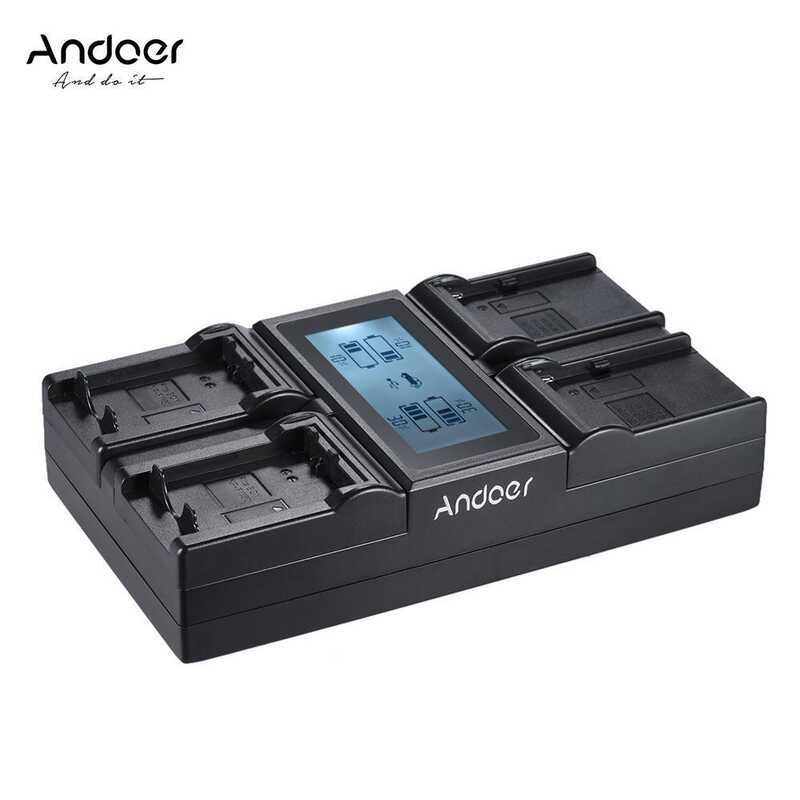 Andoer NP-FW50 NPFW50 NP-F970 กล้องดิจิตอล 4 ช่อง Bat-tery Charger w/จอแสดงผล LCD สําหรับ So-ny7 α7R