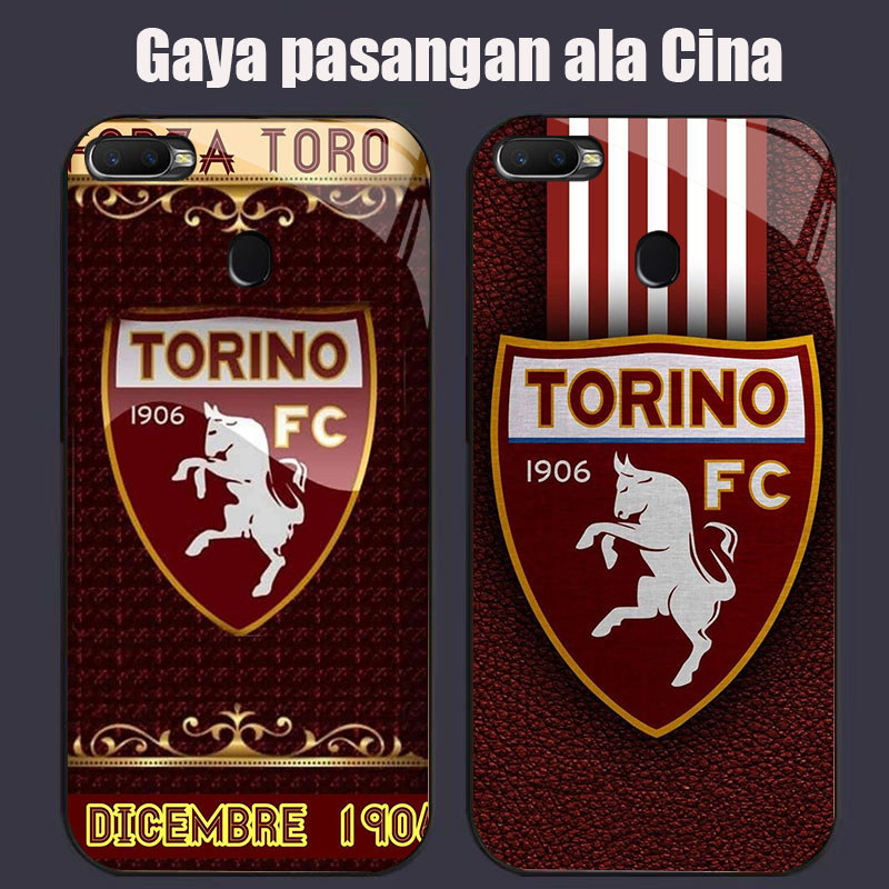 DK-63 FC TORIN โลโก้ปลอก GLASS กรอบนุ่มสีดํา OPPO Realme F5 F9 F7 A5S A7 A11K A12S 2 A12 Pro