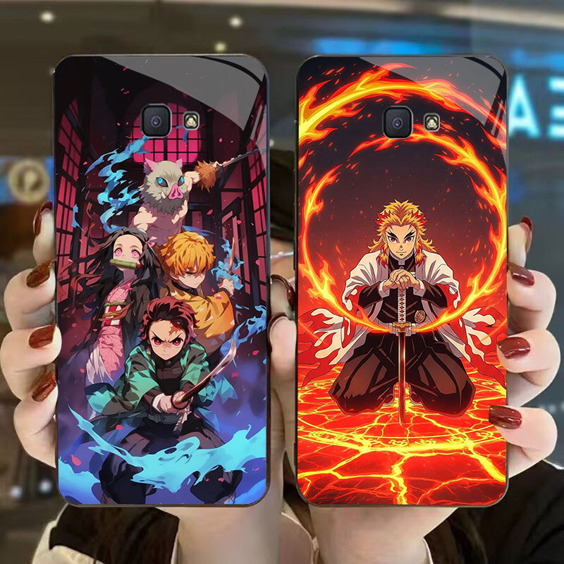 DK-59 Demon Slayer X Casing GLASS soft frame สีดํา Samsung Note S24 J7 FE J4 S25 Core 9 J6 Prime Pro