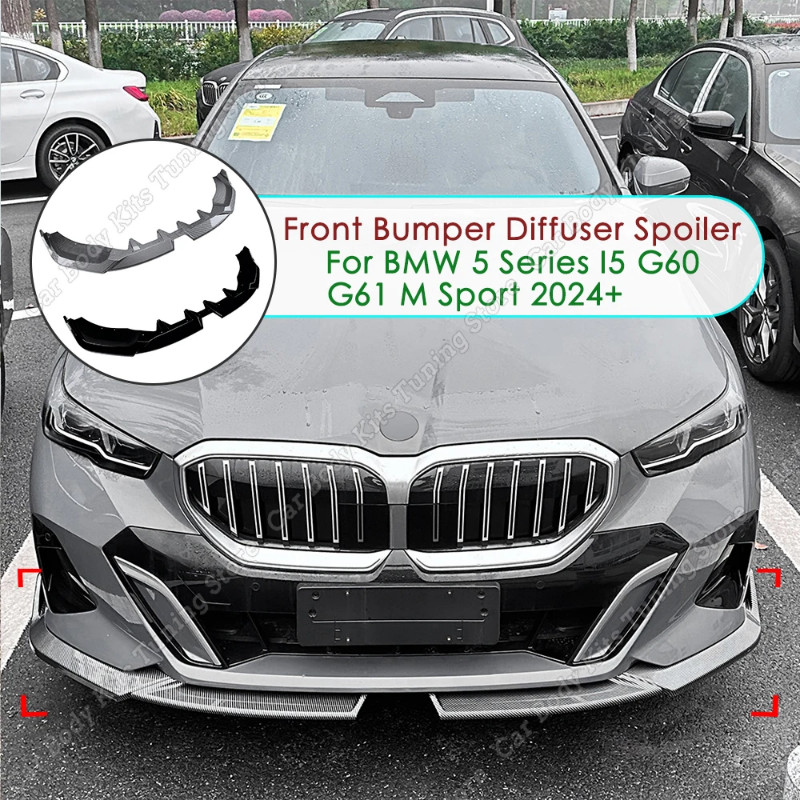 Front Bumper Lip Spoiler Diffuser Front Shovel Body Kit Accessories For BMW 5 Series G60 i5 M60 Sed