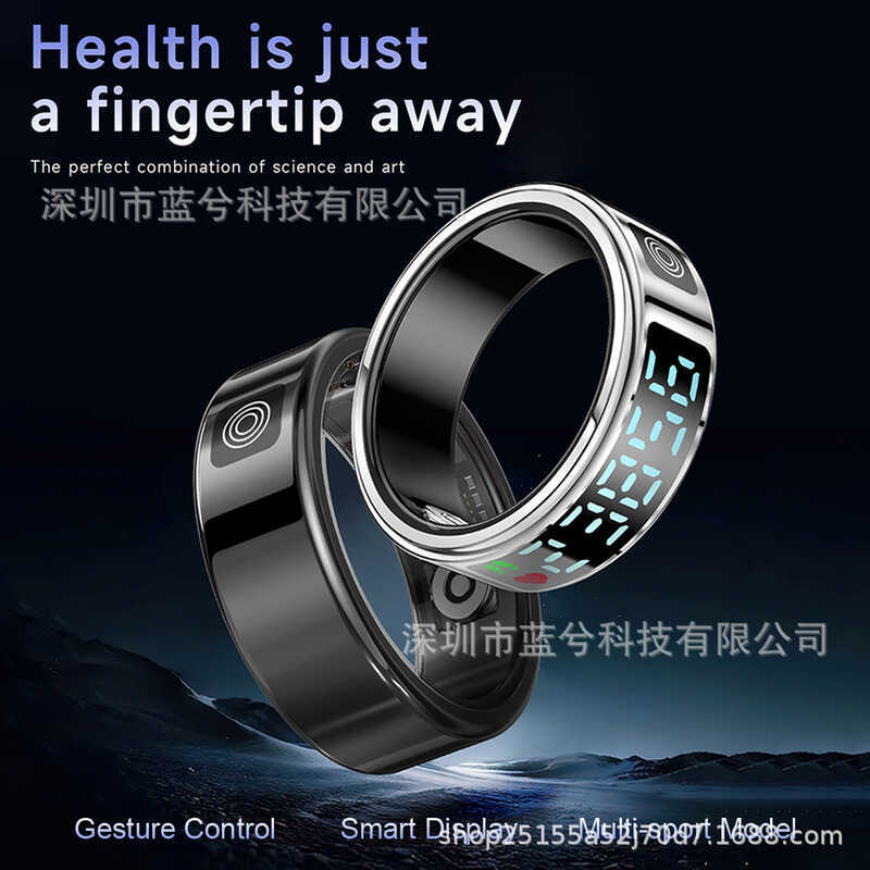 สไตล์ใหม่ SR08 แหวนอัจฉริยะพร้อมหน้าจอแสดงผล Touch Smart Ring Heart Rate ออกซิเจนในเลือด Sleep Ring 