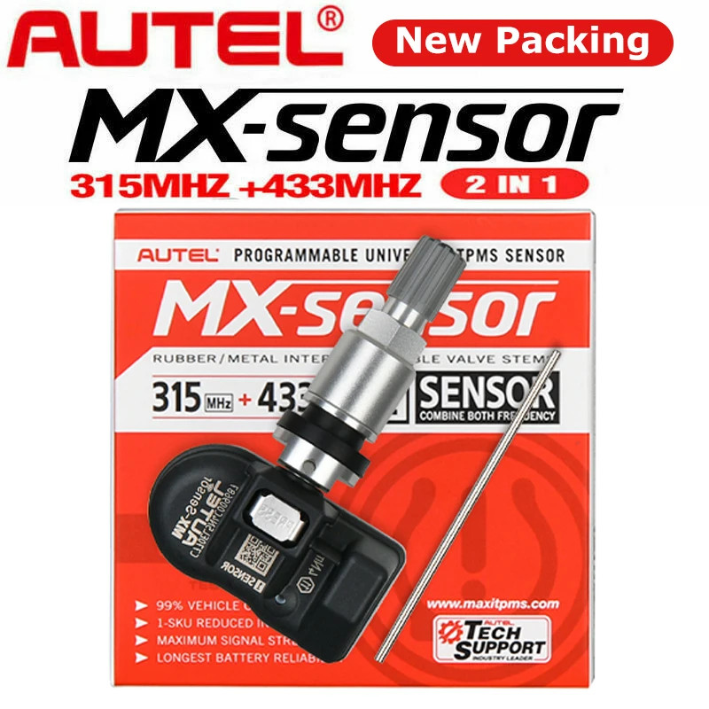Autel MX Sensor 433MHZ 315MHZ TPMS Sensor Tire Repair Tools 2024 New Packaging 2in1 MX-Sensors Work