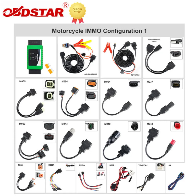OBDSTAR Motorcycle IMMO KITS Configuration 1 Works with X300DP/X300DP Plus/X300 PRO4/KEY MASTER DP/