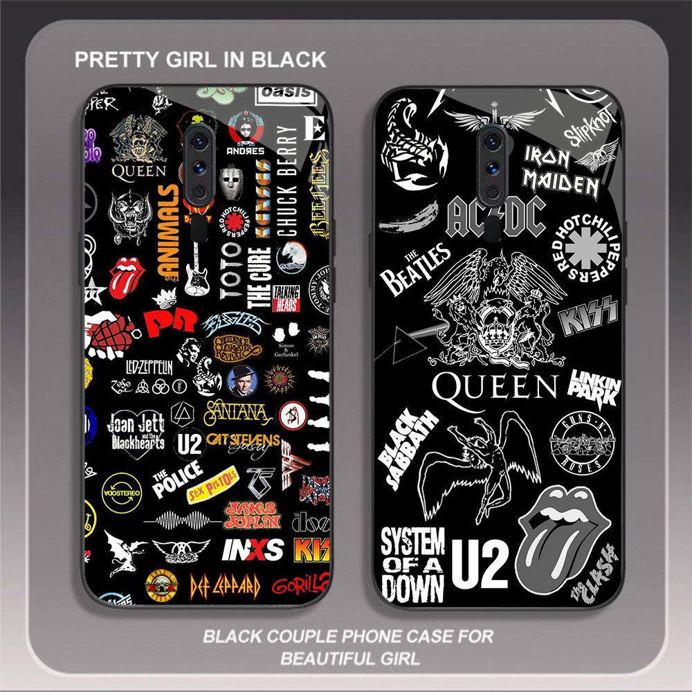 HK-43 Rock Band สีขาวสีดําแก้วแก้วสําหรับ OPPO Reno A9X A9 A5 2F F11 2Z 2019 2020 Pro
