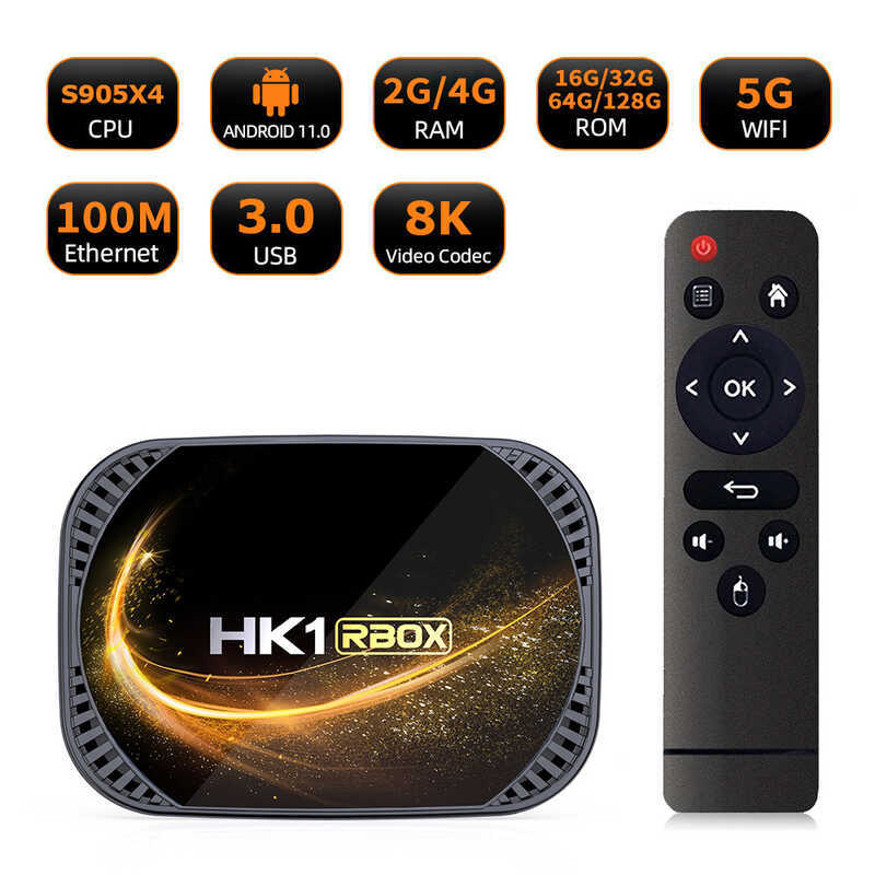 H HK1RBOX X4S S905X4 เครือข่าย Set-Top BOX Dual-Band WiFi บลูทูธทีวีกล่อง 8K HD Player