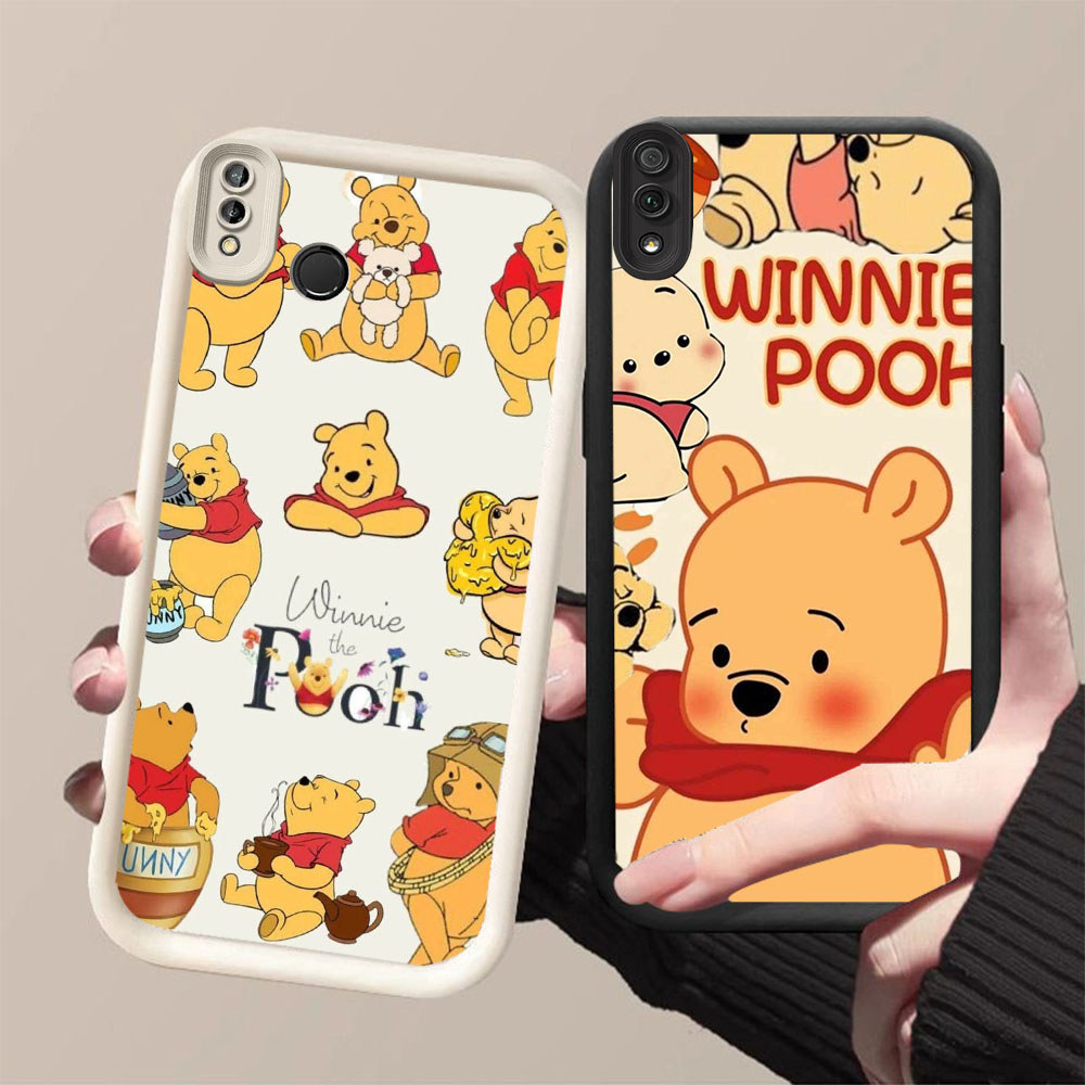 DK-80 Winnie the Pooh ปลอกซิลิโคนสีดําและสีขาวสําหรับ VIVO Y81S Y66 Y91 Y95 Y91i V9 Y81 Y93 Y91C